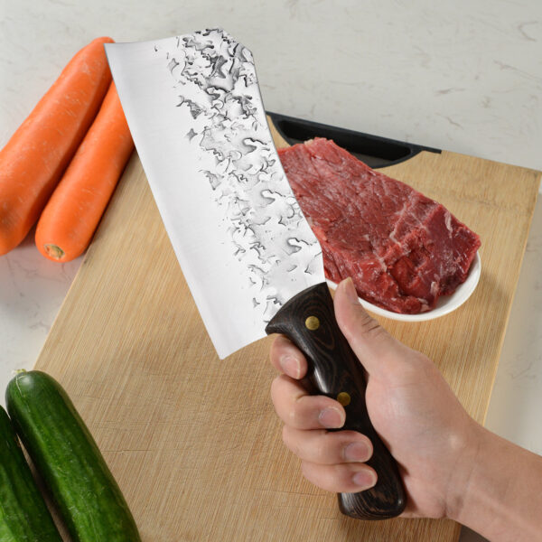 ⁦Kegani Meat Cleaver Knife Heavy Duty Hand Forged Butcher Knife, High Carbon Steel Knife Chinese Cleaver With Full Tang Handle For Home Kitchen Meat And Bone Cutting⁩ - الصورة ⁦2⁩