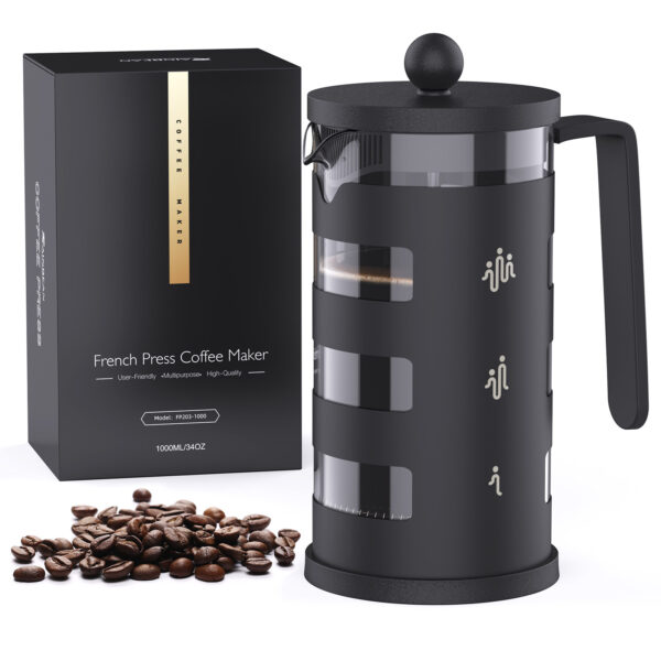 ⁦RAINBEAN  French Press Coffee Maker Easy Cleaning Cafeteria, Heat Resistant Borosilicate Glass⁩ - الصورة ⁦2⁩